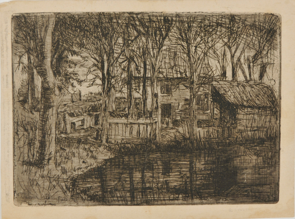 River Landscape with Cottages