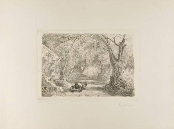 ITALIAN LANDSCAPE; COUNTRY ROAD, WITH LOADED WAGON IN FOREGROUND