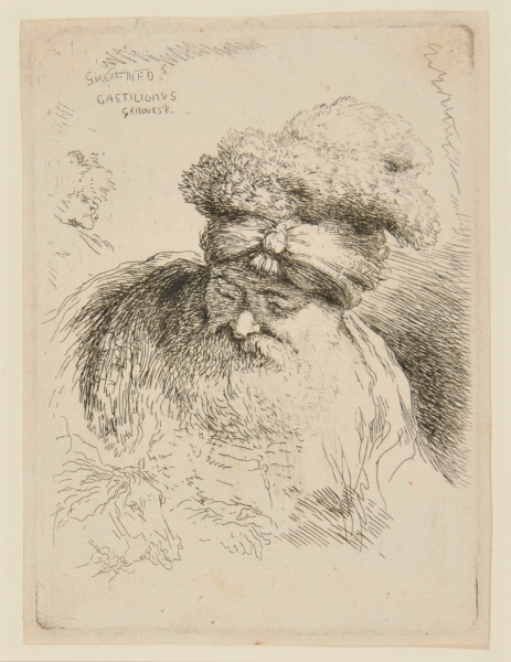 BEARDED MAN WITH LOWERED EYES, WEARING A FUR-TRIMMED TURBAN