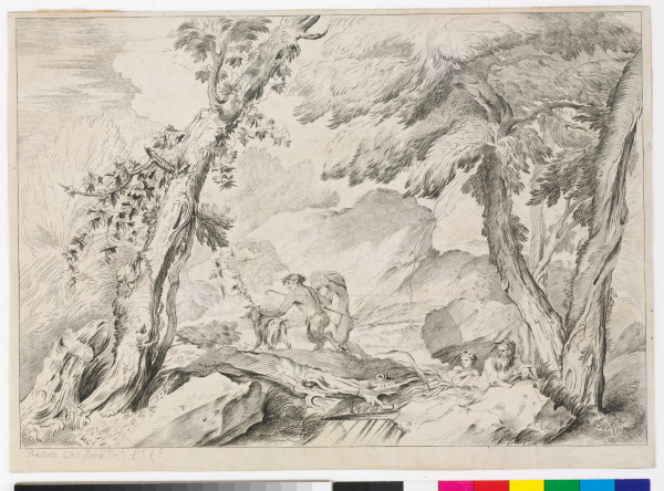 LANDSCAPE WITH SATYR DRIVING GOAT