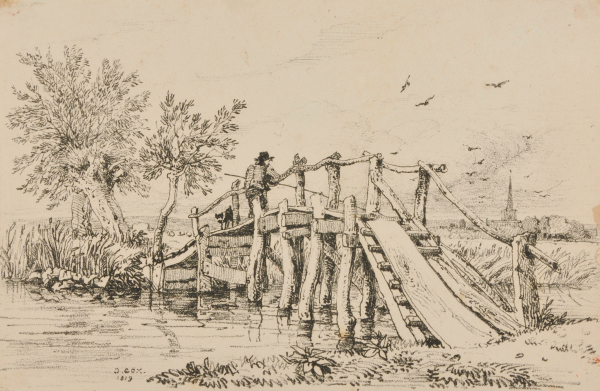 Man Fishing from a Bridge