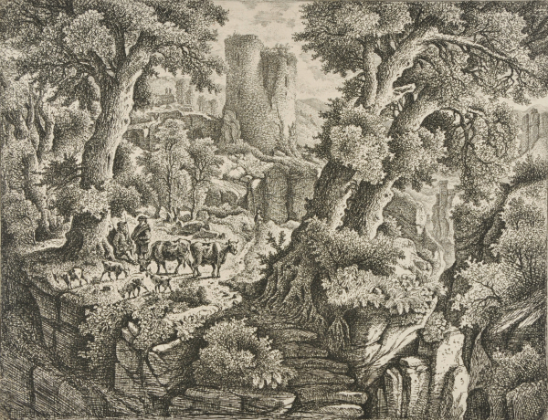 MOUNTAINOUS LANDSCAPE WITH HERDSMEN AND CATTLE