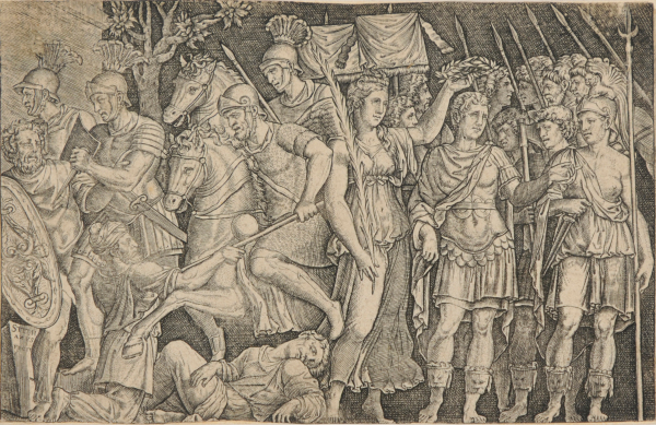 TRAJAN CROWNED BY VICTORY MAKING HIS ENTRY INTO ROME