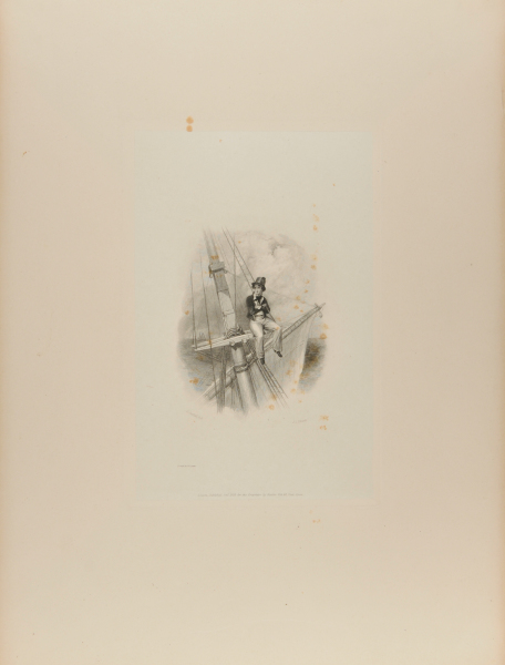 Young Boy Sitting on the Mast of a Sailing Vessel