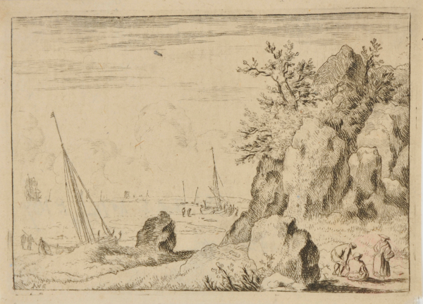 SEASCAPES WITH THREE FIGURES IN THE FOREGROUND
