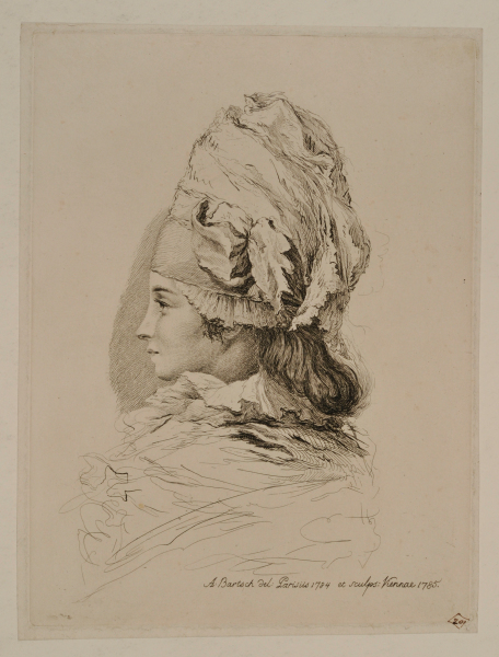 PORTRAIT OF A GIRL WEARING A TURBAN IN PROFILE TO LEFT