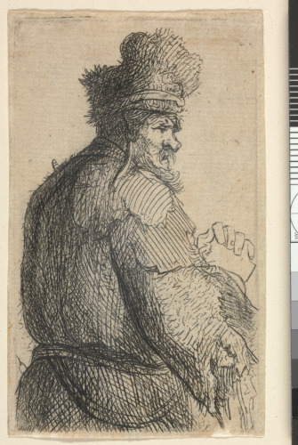 OLD MAN SEEN FROM BEHIND, PROFILE RIGHT: HALF-FIGURE