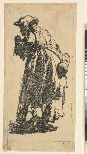 OLD BEGGAR WOMAN WITH A GOURD