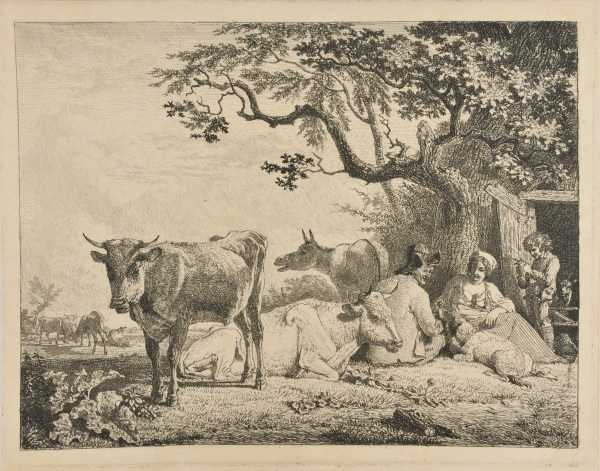 LANDSCAPE WITH CATTLE AND HERDMAN'S FAMILY