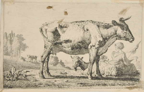 LANDSCAPE WITH CATTLE, HERDSWOMAN SPINNING