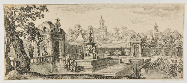 A GARDEN WITH A FOUNTAIN