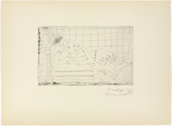 OUTSTRETCHED FIGURE ON MAHOGANY BED