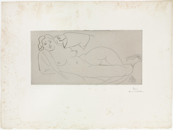 OUTSTRETCHED NUDE, WITH WOVEN STRAW SLIPPERS