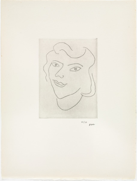 TRIANGULAR FACE, HAIR IN SCROLL FORM