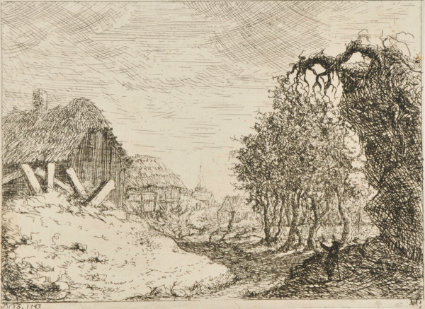 LANDSCAPE WITH TWO THATCHED COTTAGES