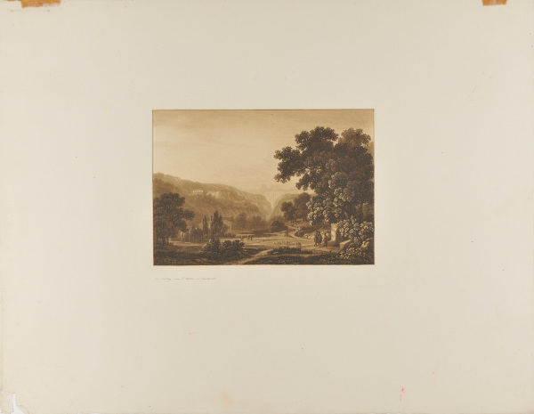 LANDSCAPE WITH MOUNTAINS IN DISTANCE, AND LARGE TREE AT RIGHT
