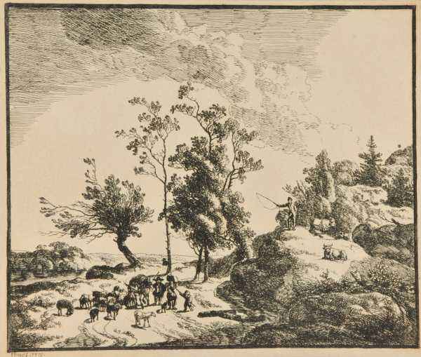 LANDSCAPE WITH SHEPHERDS AND FLOCK OF SHEEP