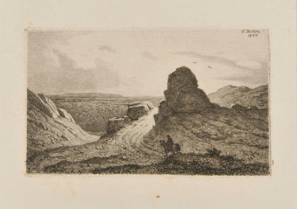 RIDER IN A ROCKY LANDSCAPE