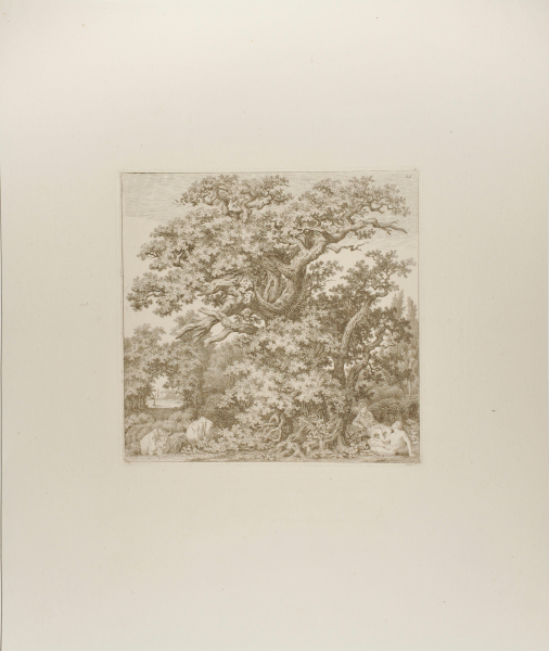 WILD OAKS WITH A SATYR AND FLUTE-PLAYING SHEPHERD