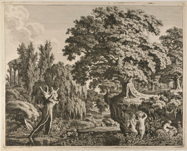 ARCADIAN LANDSCAPE WITH TEMPLE, SATYR, NYMPH, AND FAUN