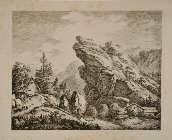 SWISS LANDSCAPE WITH RUGGED ROCKS