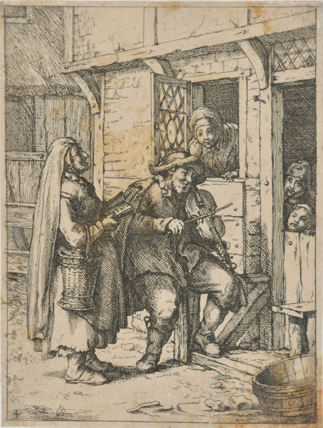 VIOLIN PLAYER AND THE OLD WOMAN