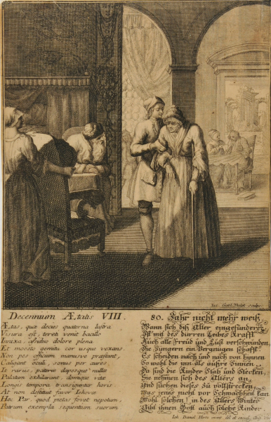 YOUNG MAN LEADING AN OLD WOMAN