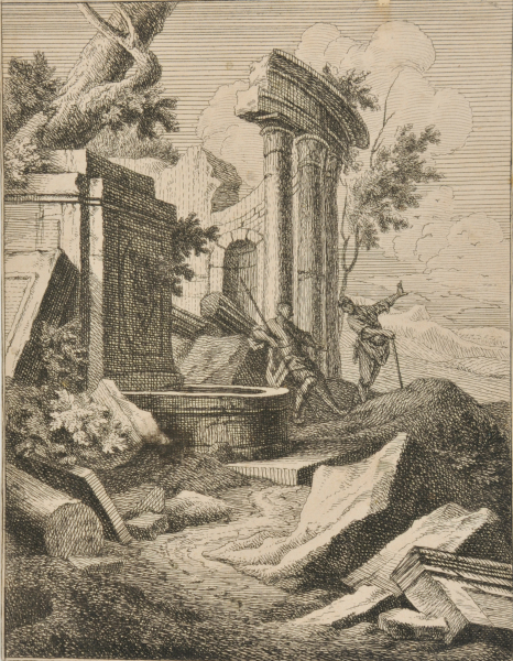 RUINS OF A TEMPLE, WITH TWO MALE FIGURES