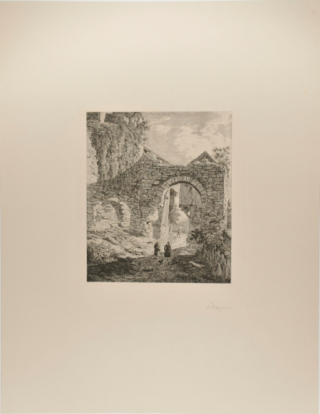 OLD GATE WITH TWO WOODEN HUTS (RUINS OF HENNEBERG CASTLE)