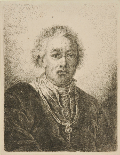 HEAD OF A MAN WITH SHORT HAIR, WEARING A CHAIN