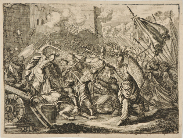 SOLDIERS ATTACKING A FORTIFIED TOWN