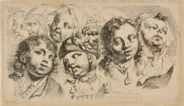 SKETCH PLATE WITH NINE CHILDREN'S HEADS