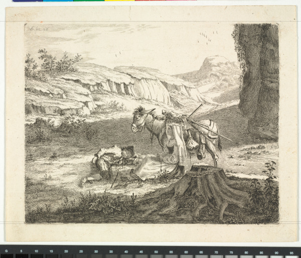 ITALIAN LANDSCAPE WITH SABINE PEASANTS AND A DONKEY