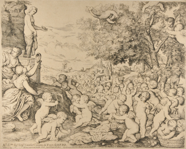 CUPIDS GATHERED ABOUT A STATUE OF VENUS