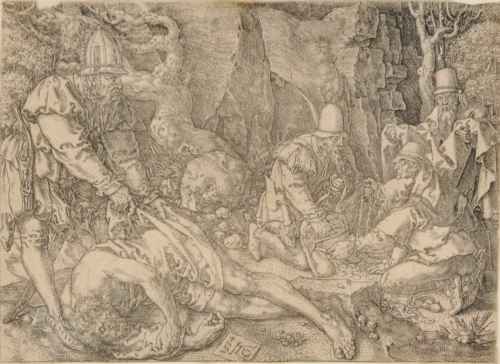 THE ROBBERS ATTACKING THE TRAVELER