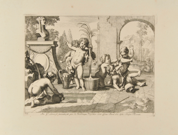 PUTTI AROUND A POTTED PALM