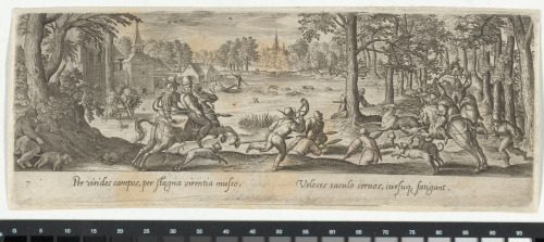 THE STAG HUNT WITH HOUNDS AND HORSES