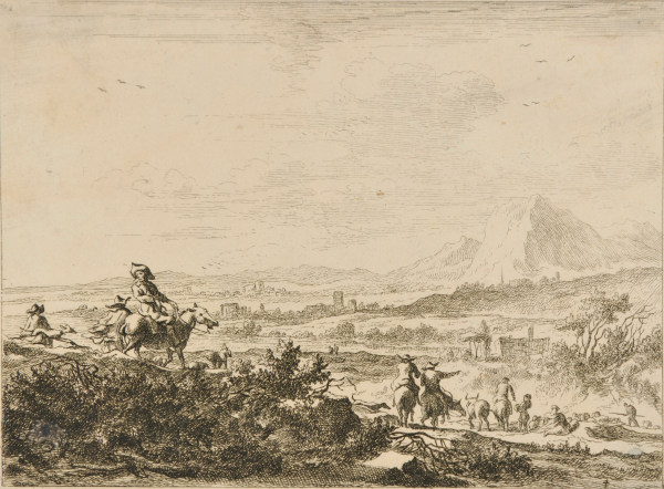 VAST PLAIN, WITH HUNTING SCENE IN FOREGROUND