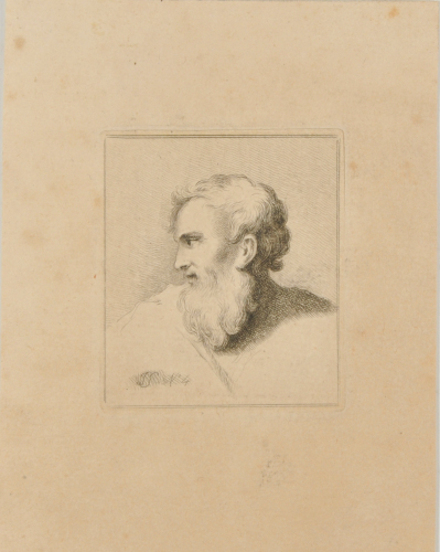 PROFILE OF MAN WITH FLOWING BEARD, TURNED TO LEFT
