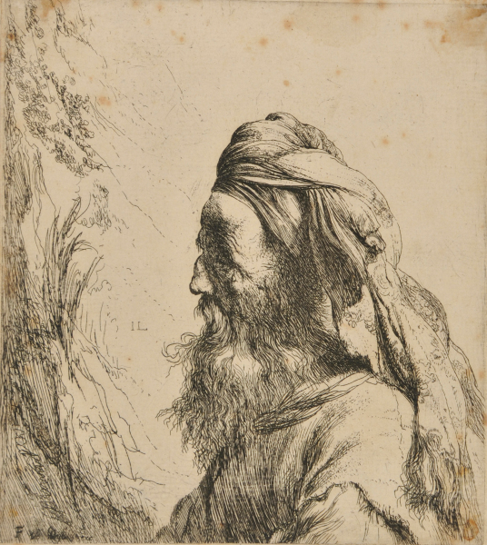 HEAD OF AN ORIENTAL, PROFILE TO LEFT