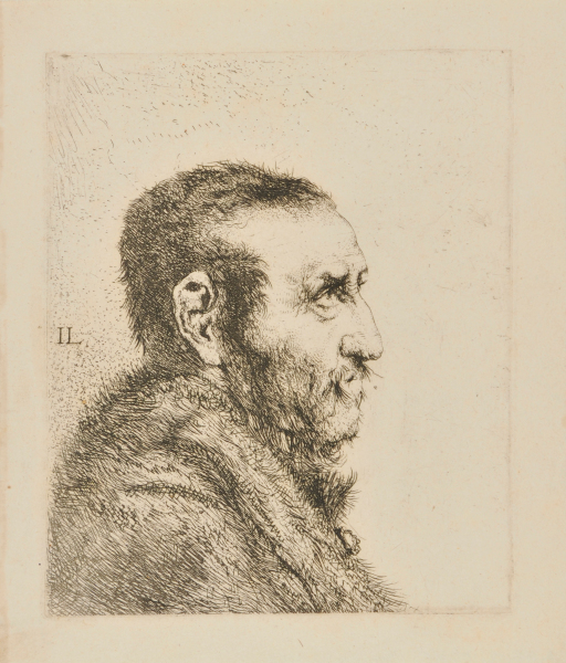 HEAD OF MAN WITH SHORT HAIR AND BEARD, TURNED TO RIGHT