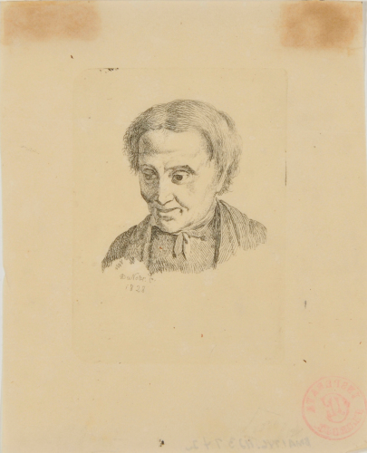 HEAD OF OLD MAN WITH HAIR PARTED IN MIDDLE