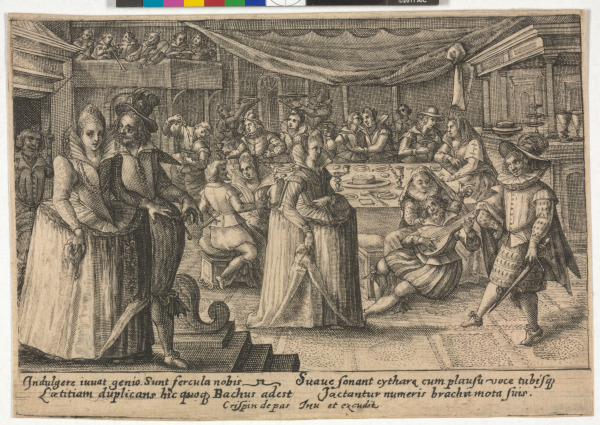 LADY AND GENTLEMAN ATTENDING A BANQUET