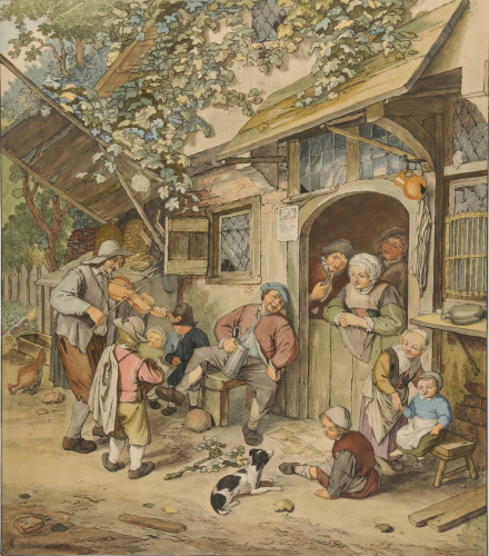 VIOLIN PLAYER BY AN INN