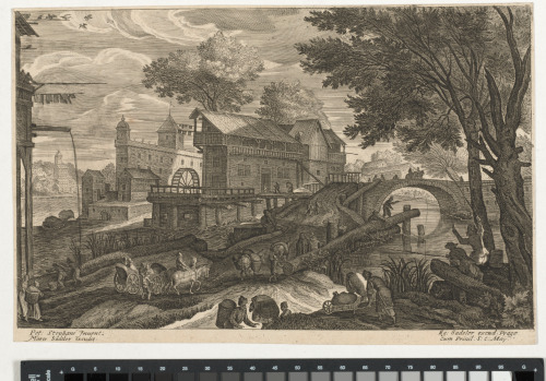 RIVER LANDSCAPE, WITH MILL AND MEN FISHING