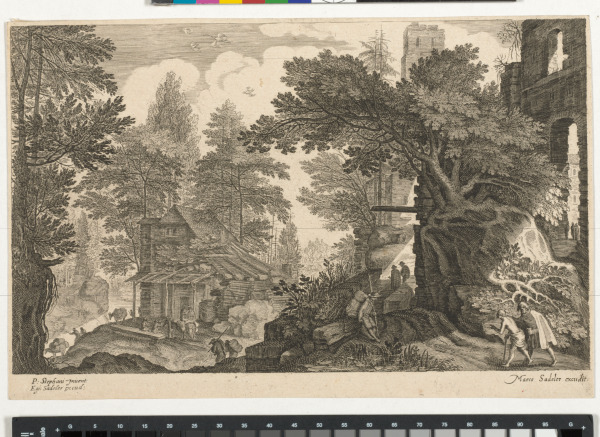 LANDSCAPE WITH RUINED BUILDING ON RIGHT