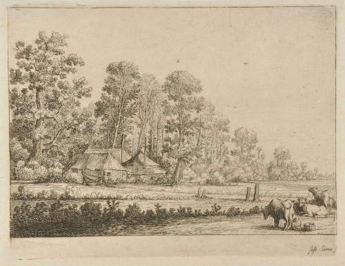 LANDSCAPE WITH WOMAN MILKING A COW