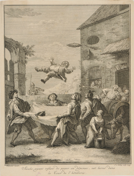 SANCHO PANZA BEING TOSSED IN A BLANKET