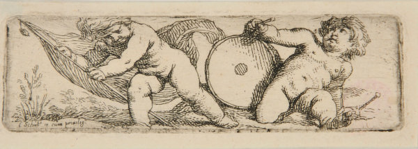 TWO CHILDREN, ONE WITH FLAG, THE OTHER WITH DRUM