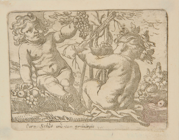 AUTUMN, REPRESENTED BY TWO CHILDREN WITH FRUIT